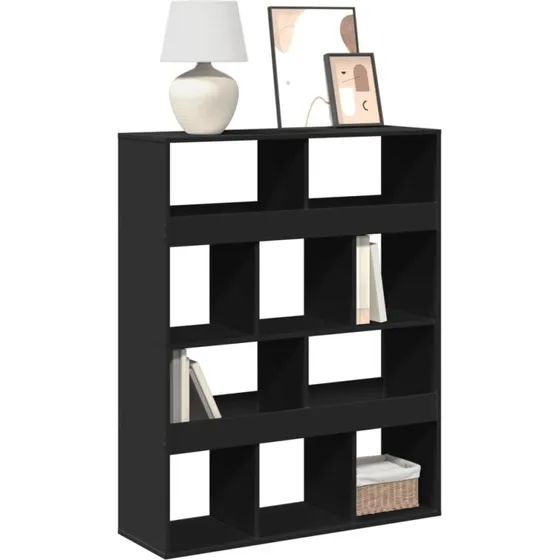 Bogreol i konstrueret træ 100x33x125,5 cm - Sort