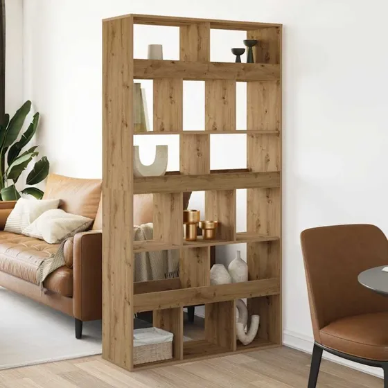 Bogreol 100x33x187,5 cm i konstrueret træ, kunsteg