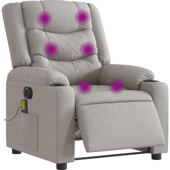 Eldrevet massagestol i stof – skygrå, elektrisk lænefunktion