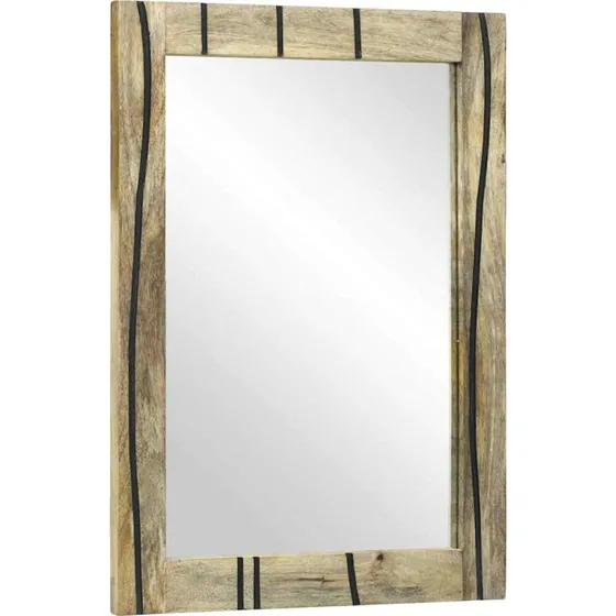 Badeværelsesspejl 70x50 cm i brun ramme af massiv mangotræ