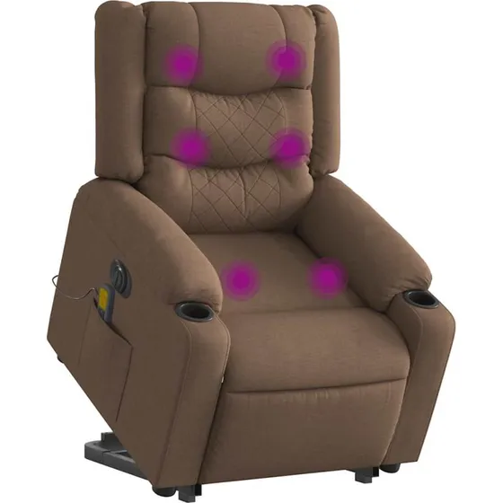 Elektrisk massagestol med løftefunktion - brun stof