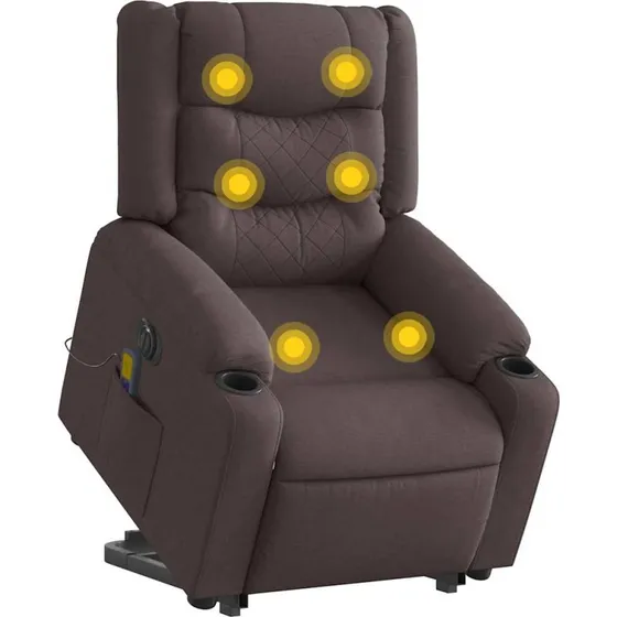 Elektrisk massagestol med løftefunktion - mørkebrun stof