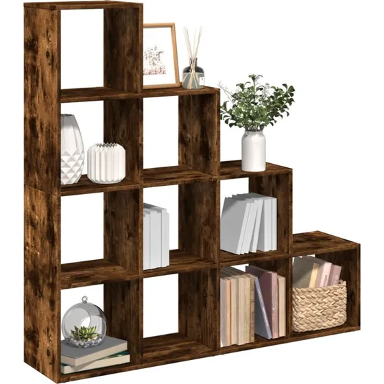 Bogreol/Rumdeler 10-kube 131,5x29x131,5 cm - Røget Eg