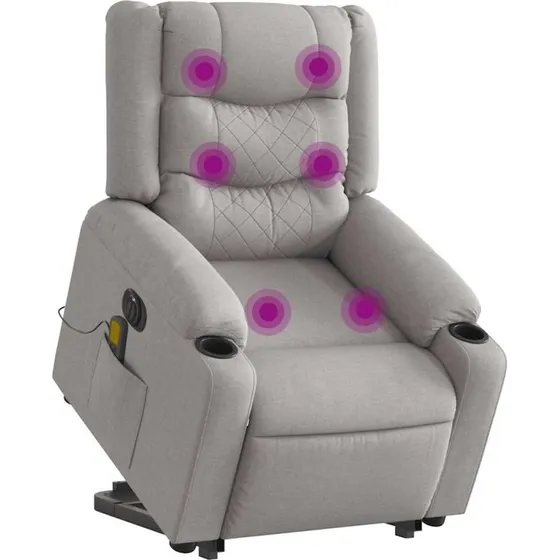 Elektrisk massagestol med løftefunktion - stof skygrå