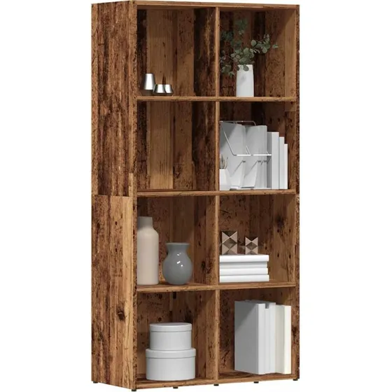 Bogskab 66x30x130 cm i konstrueret antikt træ