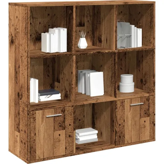 Bogreol 98x29x97,5 cm i konstrueret træ - antikt look