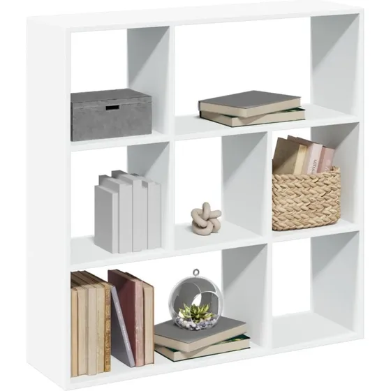 Hvid bogreol/rumdeler i konstrueret træ 102x29x103,5 cm