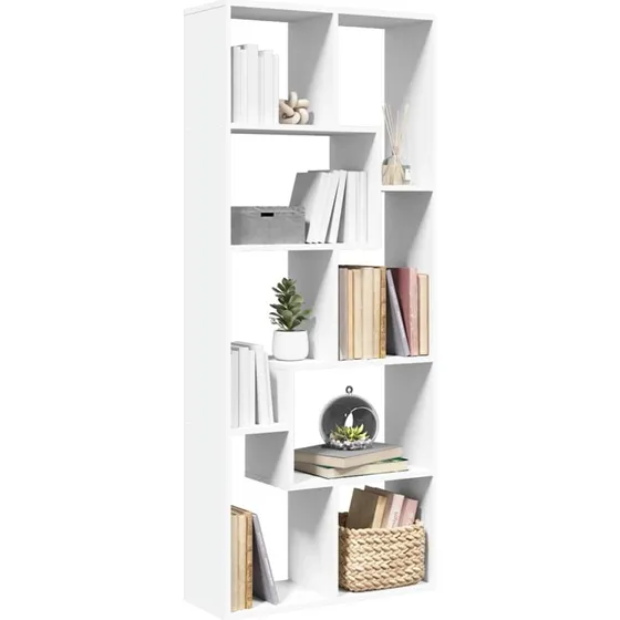 Hvid bogreol/rumdeler 67x25x161,5 cm i konstrueret træ