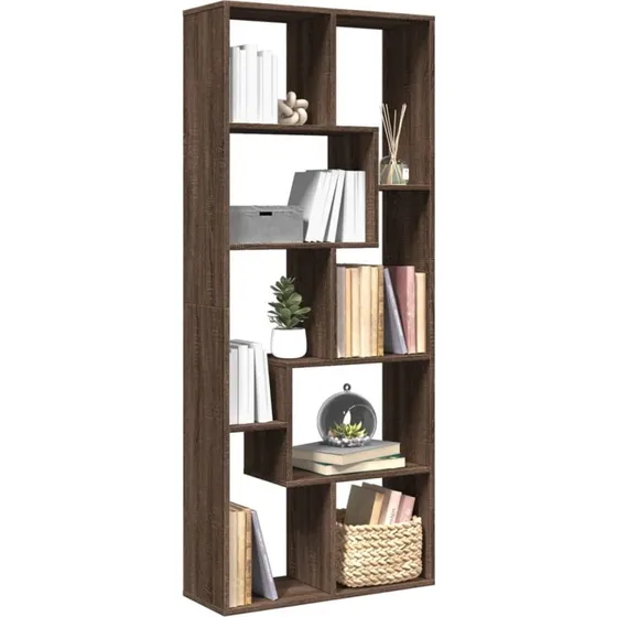 Bogreol/rumdeler 67x25x161,5 cm – Brun egetræ