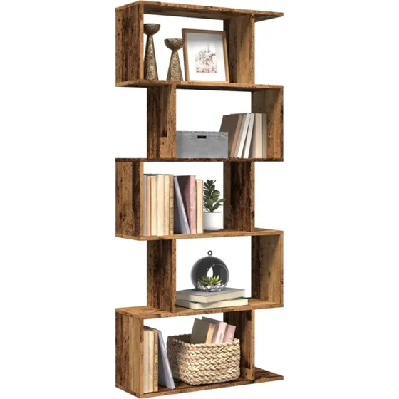 Bogreol/rumdeler 5 niveauer 70x24x161 cm – konstrueret træ