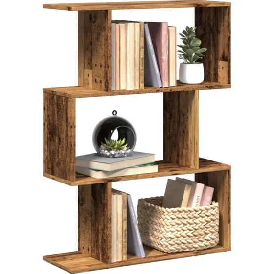 Bogreol/rumdeler 3-niveau hvid 70x24x97 cm