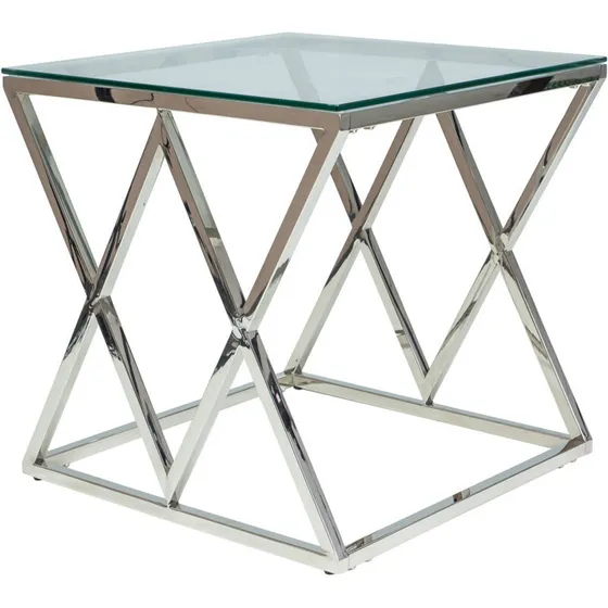 Zegna sofabord 55 x 55 x 55 cm, hærdet glas - krom