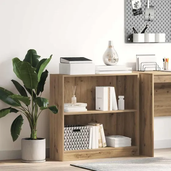 Bogreol i konstrueret træ 80x24x76 cm – egetræsfarve