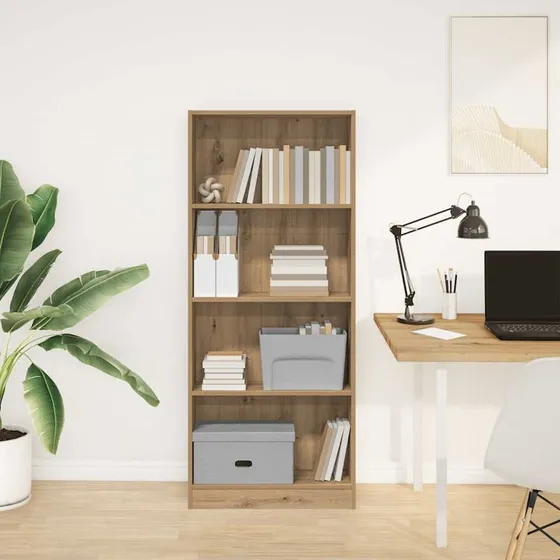 Bogreol i konstrueret træ 60x24x143 cm – egetræsfarve