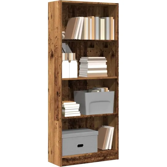 Bogreol 60x24x143 cm - Konstrueret træ, antik finish