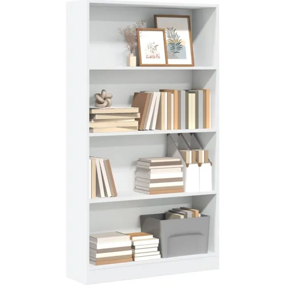 Bogreol 80x24x143 cm - hvid konstrueret træ