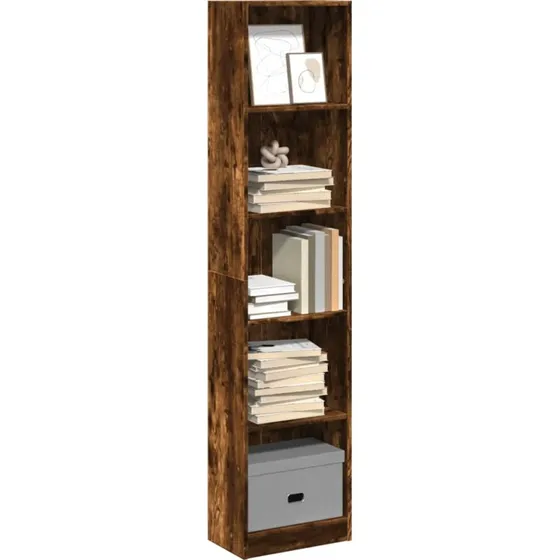 Bogreol 40x24x176 cm – konstrueret træ, røget egetræ