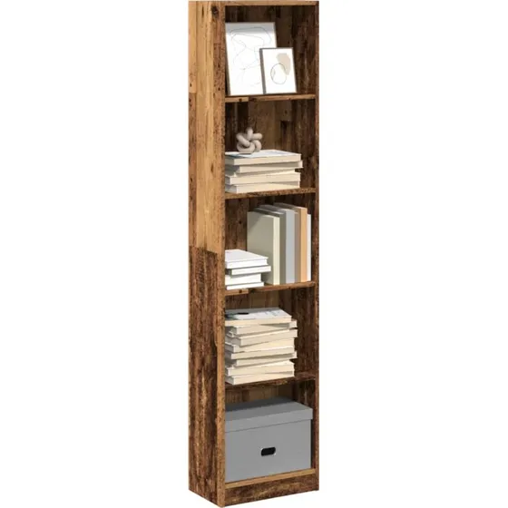 Bogreol i konstrueret træ 40x24x176 cm – antik finish