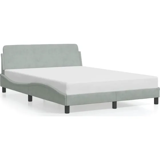vidaXL Sengestel Dover Lysegrå Fløjl 135x190 cm