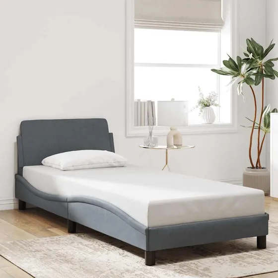 vidaXL sengestel Dover mørkegrå fløjl 90x190 cm
