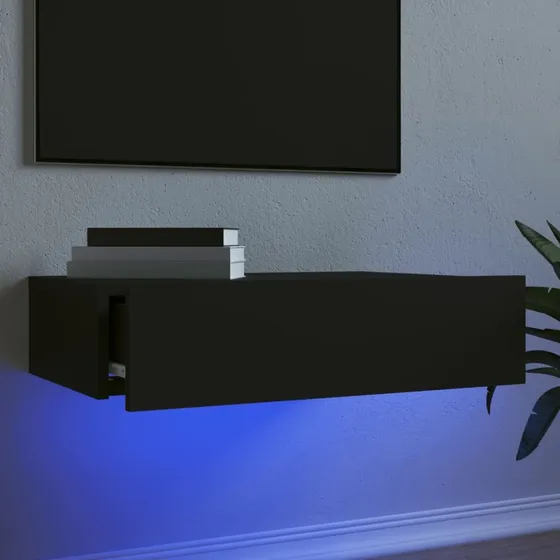 vidaXL tv-bord med LED-lys, sort, 60x35x15,5 cm