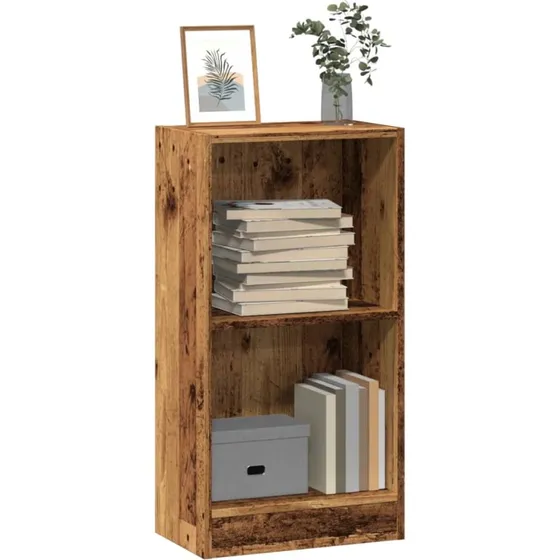 Bogreol i konstrueret træ 40x24x76 cm – antikt look