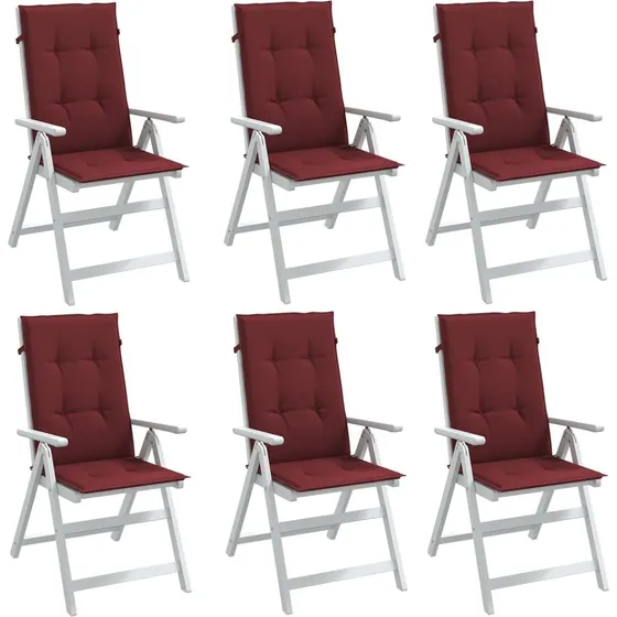 vidaXL Stolehynder med høj ryg 6 stk. 120x50x4 cm Vinrød