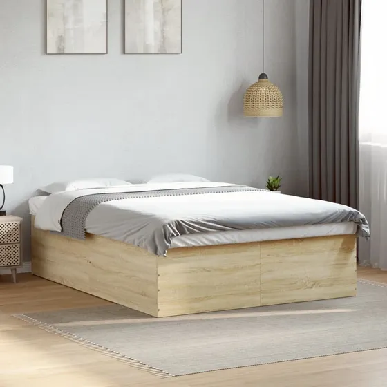 vidaXL sengeramme 160x200 cm i konstrueret træ, sonoma-eg