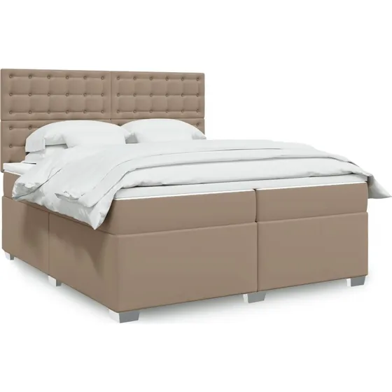 vidaXL Kontinentalseng 200x200 cm i cappuccino kunstlæder