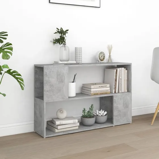 Bogreol 100x24x63 cm – konstrueret træ, betongrå