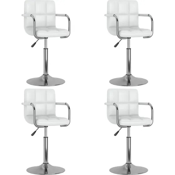 Drejelige spisebordsstole 4 stk. i hvidt kunstlæder