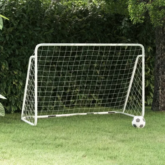 Fodboldmål i stål 180x90x120 cm med net - hvid