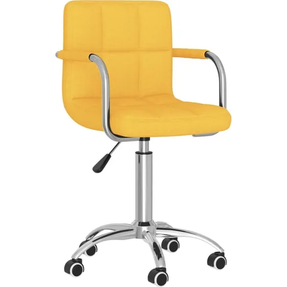 Drejelig spisebordsstol i stof - sennepsgul