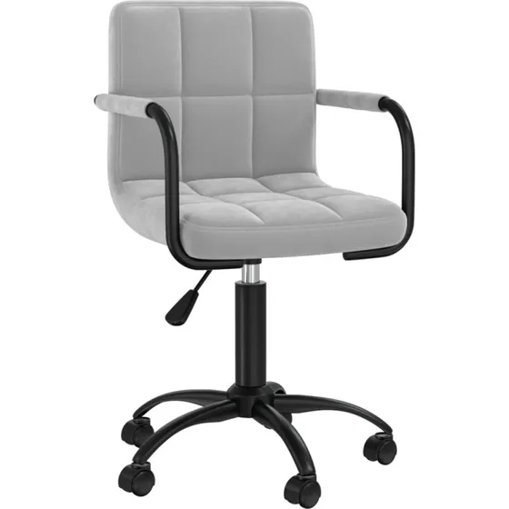 Drejelig spisebordsstol i fløjl - lysegrå, gasløft