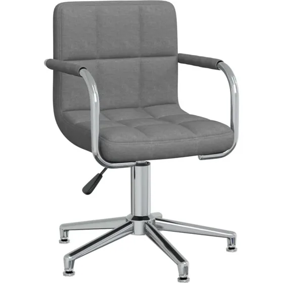 Drejelig spisebordsstol i stof, lysegrå - 360° & gaslift