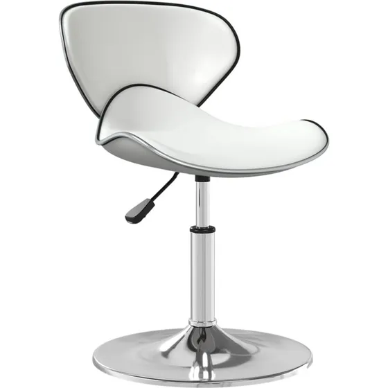 Drejelig spisebordsstol i hvidt kunstlæder (justerbar)