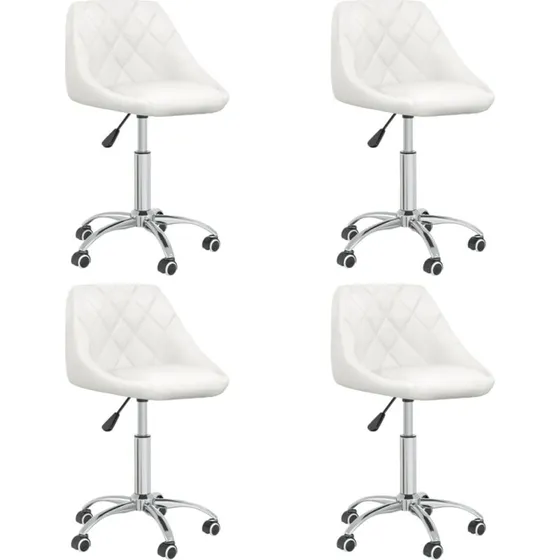 Drejelige spisebordsstole 4 stk. i hvidt kunstlæder