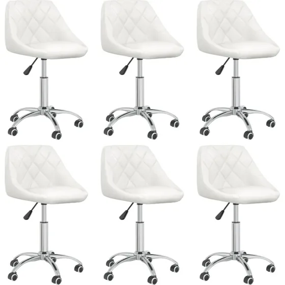 Drejelige spisebordsstole 6 stk. - hvidt kunstlæder