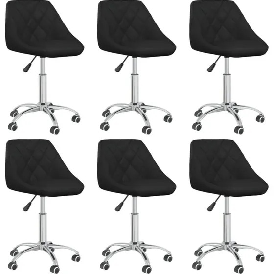 Drejelige spisebordsstole 6 stk. i sort kunstlæder