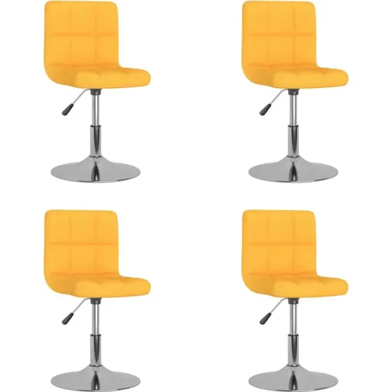 Drejelige spisebordsstole 4 stk. - gul stof, krom stel