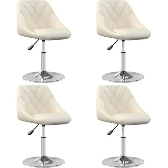 Drejelige spisebordsstole 4 stk. fløjl creme (360°)