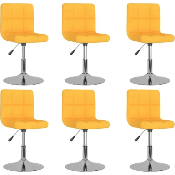 Drejelige spisebordsstole 6 stk. – gul stof, højdejusterbar