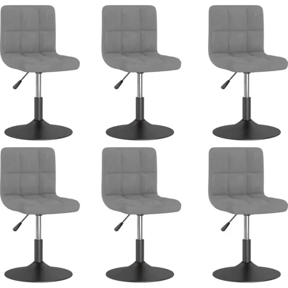 Drejelige spisebordsstole 6 stk. i lysegrå fløjl
