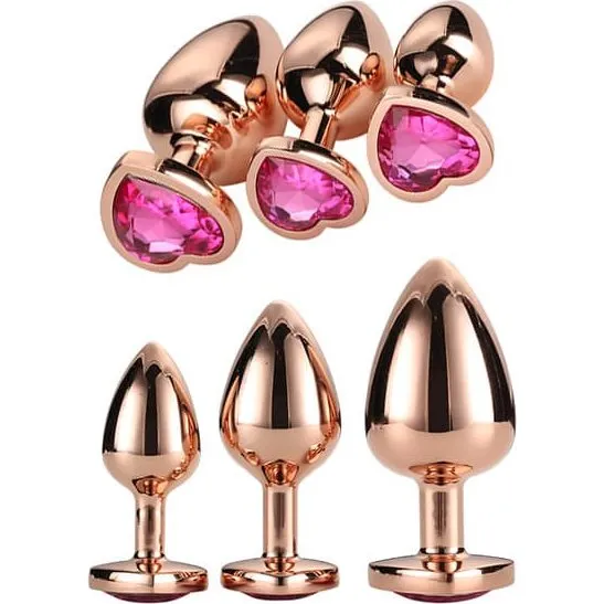 Gleaming Love Rose Gold Plug Set