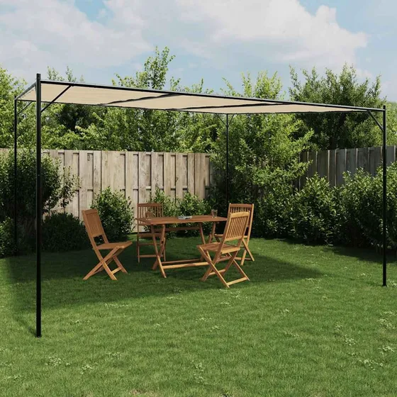 vidaXL Pavillon 4x4 m i beige med stålramme og 180 g/m² stof