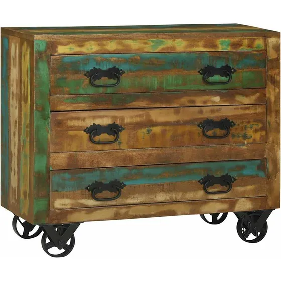 vidaXL Sideboard med skuffer i genbrugstræ, Brun 80x30x65 cm