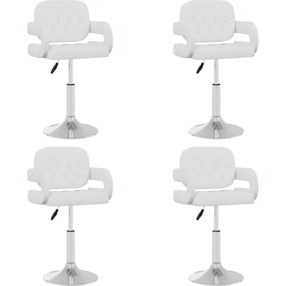 Drejelige spisebordsstole 4 stk, hvidt kunstlæder