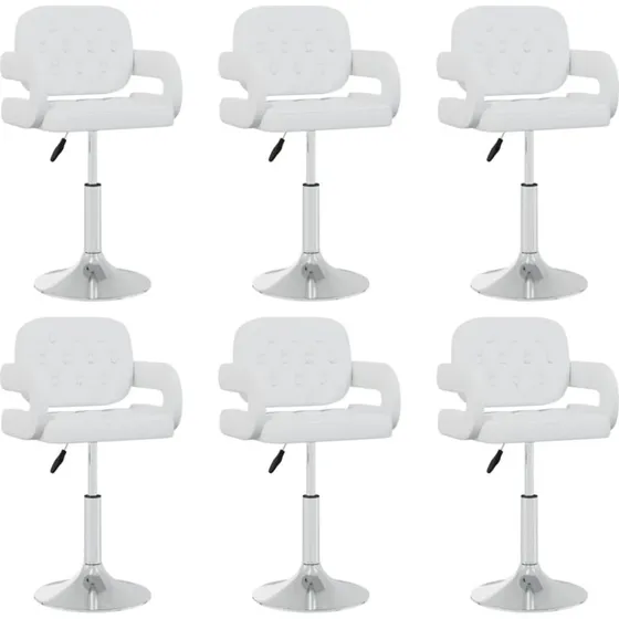 6 stk. drejelige spisebordsstole i hvidt kunstlæder