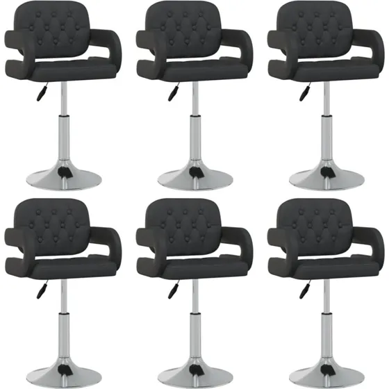 6x drejelige spisebordsstole i sort kunstlæder