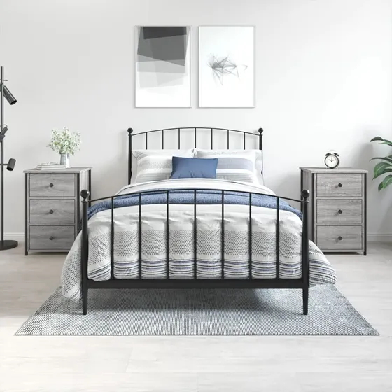 vidaXL Sengeborde 2 stk. 40x36x60 cm Grå Sonoma-eg